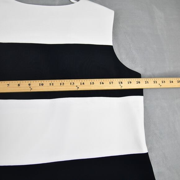Talbots Tank Top Size 16 Black White Stripe Sleeveless Side Zip - Picture 7 of 7